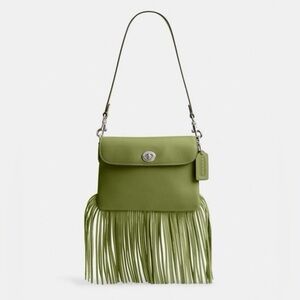 🍋‍🟩 Coach 1964 Fringe Glovetanned Leather Crossbody Bag Dark Lime 🍋‍🟩